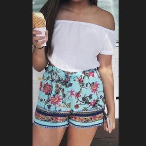 Blue floral shorts